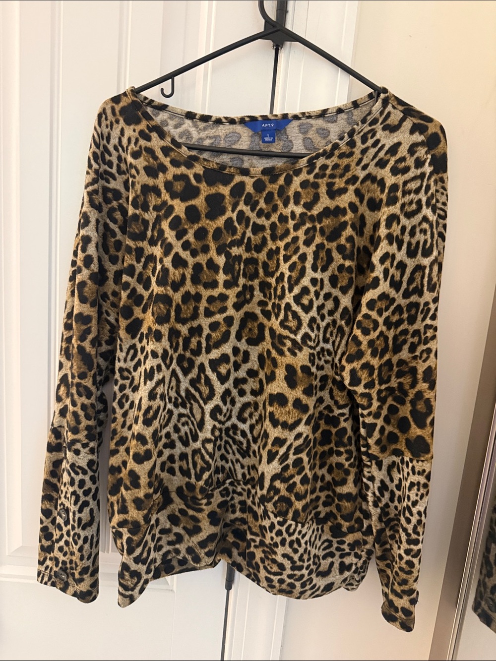 Apt. 9 Leopard Print Long Sleeve Top - Brown & Black